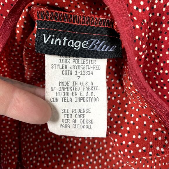 Vintage Blue Womens Size 7 Red Polka Dot Skirt - Picture 5 of 6